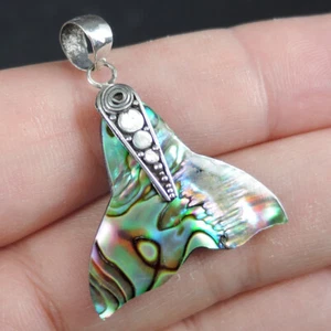 Colgante abulón Paua cola de ballena de plata de ley 925, PASP-218 (leves daños) - Imagen 1 de 5