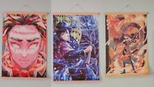 3 Japanese Anime Art Print Wall Hanging Canvas Scroll Decor Manga Lot