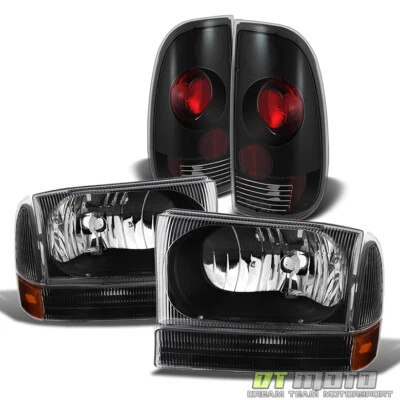 Black 1999-2004 F250/F350/F450/F550 Super duty Headlights +Tail Lamps 99-04 - Изображение 1 из 4