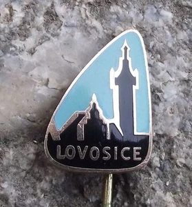 1960s Lovosice Lobositz City Skyline Sudetenland Bohemian Souvenier Pin Badge - Picture 1 of 3