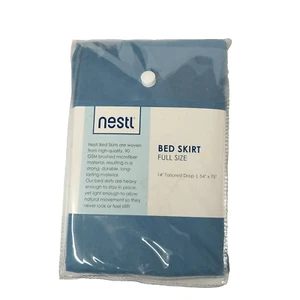 Full Size Bed Skirt Blue Heaven 14" Drop 54x75 Brushed Microfiber Nestl NIB - Picture 1 of 4