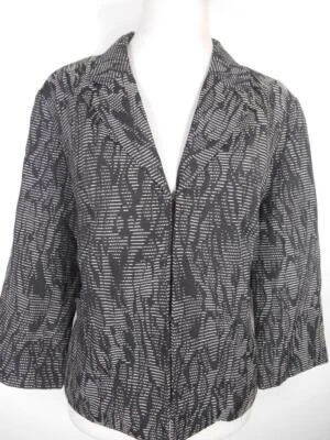 Hermosa Chaqueta Blazer Para Mujer Talla 16 Coldwater Creek Negra Beige Línea Rayas Foto 1 de 4