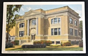 Postal de colección Barre de biblioteca pública Vermont década de 1920 Curteich sin usar - Imagen 1 de 1