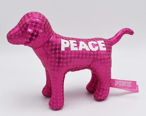 Victoria Secret PINK 6" Dog Metallic Circles w/ White Peace Puppy Plush Ltd Ed - Picture 1 of 3