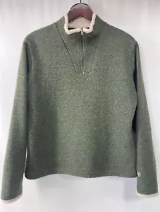 KUHL ALFPACA FLEECE SWEATER JACKET WOMEN'S LARGE GREEN 1/4 ZIP PULLOVER - Picture 1 of 7