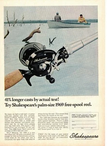 Carrete de pesca Shakespeare Super Sport 1969 original Kalamazoo Michigan anuncio impreso - Imagen 1 de 1