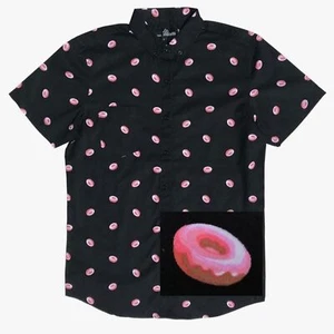 Camicia Molokai Surf Shop cotone nero e rosa ciambella manica corta con bottoni - Foto 1 di 8