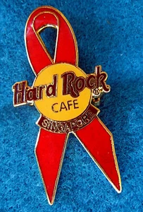 SINGAPORE AIDS AWARENESS RED RIBBON DAY Hard Rock Cafe HRC VINTAGE PIN - Picture 1 of 1