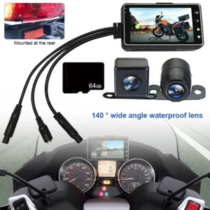 3" Motorcycle DVR Dash Cam 720P Front+Rear Dual Lens Camera Video Recorder 64GB - Picture 1 of 9