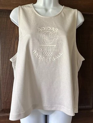 ADIDAS WOMEN'S MESH Active JERSEY BASKETBALL TANK Top Crème Off White SIZE M - Image 1 of 4
