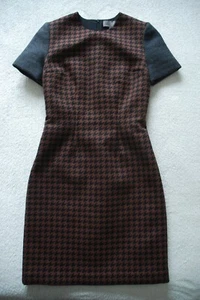 Mulberry Kensington Wollmischung grau braun Grafik Double Dogtooth Midikleid UK 6 - Bild 1 von 5