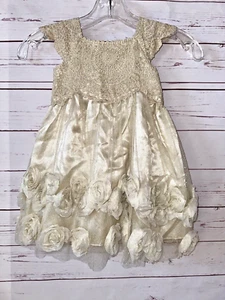 MONSOON Infant Baby Girls Size 12-18 Months Gold Glitter Party Holiday Dress - Picture 1 of 15