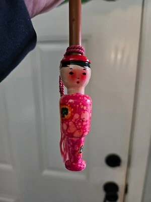 Vintage Children's Umbrella - Wood Handle-Flowers-Birds- Squirrels  - Image 1 of 4