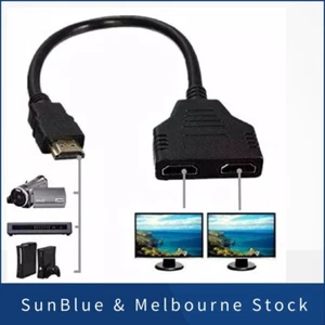 HDMI Splitter 1 in 2 Out Adapter Cable Male Dual HDMI Female 1 to 2 Way - Picture 1 of 7