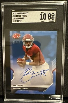 2021 BOWMAN NEXT BRYCE YOUNG AUTOGRAPH BLUE 15/49 AUTO SGC 10/8 - Image 1 of 2
