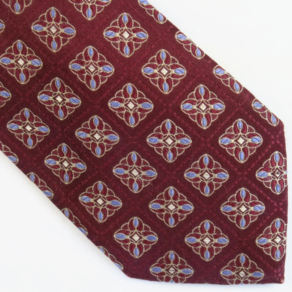Black Brown 1826 Red Geometric Foulard Pattern Mens Neck Tie 61x3.25 Bright Long - Image 1 of 4
