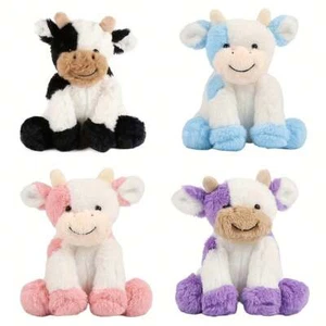 7.87in 4PC Combo Adorable Cow Plush Toys Cute Sitting Cow Floppy Dairy Cattle So - Picture 1 of 6