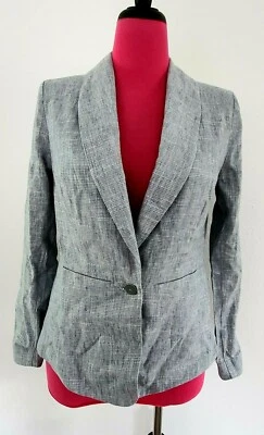 Cabi Womens sz 6 Linen & Cotton Blend Grey 1 Button Blazer - Image 1 of 4