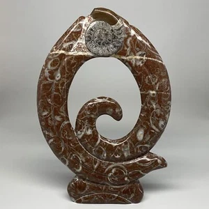 2372g, 12.5"x8.5"x1" Red Shell Fossils Orthoceras Ammonite Sculpture @Morocco, B - Picture 1 of 10