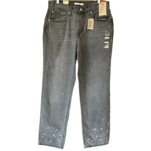 Levis Women's Gray Mid Rise Low Pro Straight Jean Splatter Hem Slouchy 30 B4HP - Picture 1 of 4