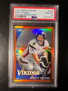 2010 Topps Chrome Orange Refractors #C90 Brett Favre PSA 10 POP 1 - Picture 1 of 2