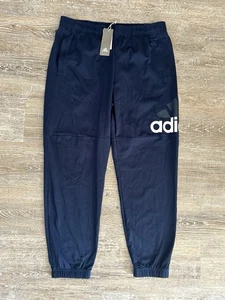 NEW adidas Essentials Logo Sweatpants Pockets Joggers Tapered Fit XL Knit Blue - Picture 1 of 9