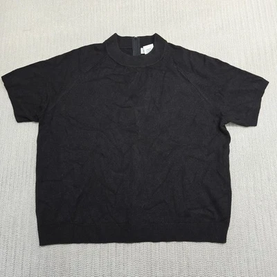 Suéter Ciervo Blanco Para Mujer XL Negro Manga Corta Cuello Simulado Cremallera Espalda Tejido Raglán Foto 1 de 4