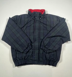 Chaqueta Tommy Hilfiger DE COLECCIÓN Para Hombre Mediana Verde A Cuadros Abajo Puffer Logo Grande Años 90 - Imagen 1 de 11