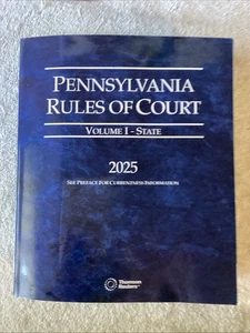 Pennsylvania Rules Of Court Volume I State 2025 100A - Foto 1 di 2