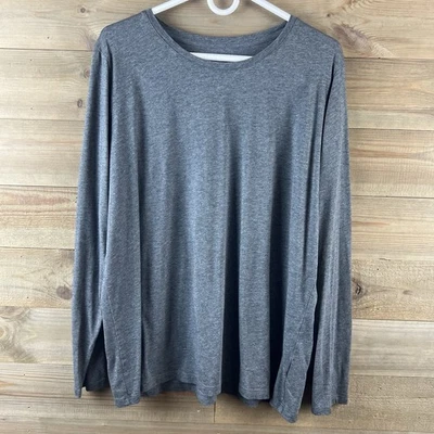 Lands End Womens Shirt Relaxed Fit Long Sleeve Gray Basic Minimalist Layering XL - Image 1 of 4