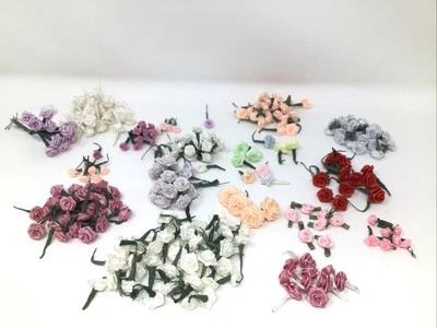 Vintage Mini Satin Ribbon Roses 270 Rosettes Multiple Sizes And Colors - Image 1 of 4