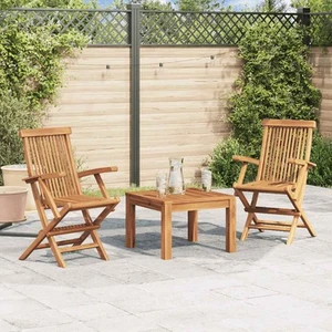 Folding Patio Chairs with Armrests, Solid Teak Wood vidaXL - Picture 1 of 39