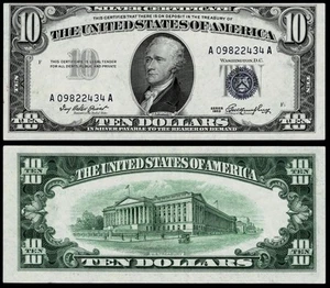 1953 $10 SILVER CERTIFICATE NOTE EXTREMELY FINE - Picture 1 of 1
