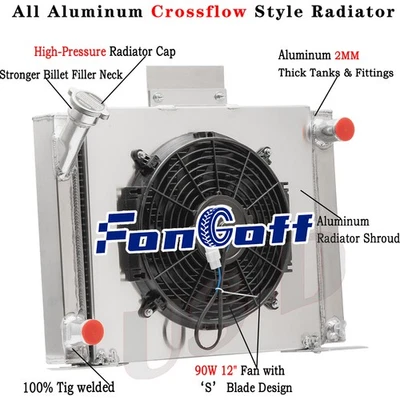 3ROW Aluminum Radiator Shroud Fan Fit For 82-94 Ford Ranger V8 Conversion Engine - Image 1 of 4