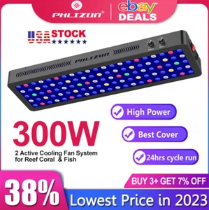 Phlizon 300W Dimmable Full Spectrum Aquarium LED Light Fish Tank Lamp Reef Decor - Picture 1 of 12