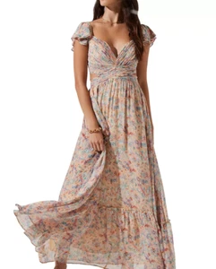 ASTR The Label Maxikleid Primrose pfirsichfarben Blumenmuster Träger hinten – Small – UVP 178 $ - Bild 1 von 9