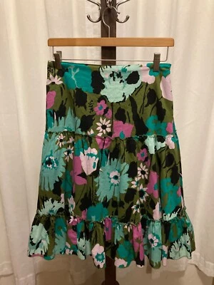 Falda floral verde y rosa Bernardo, talla 12, forrada, muy buen estado usada Foto 1 de 4