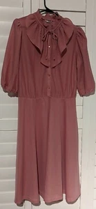 Vintage Sears The Fashion Place Women's Dress Sz 16 Pink 5 Button Up MADE in USA - Picture 1 of 12