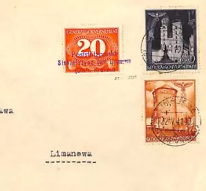POLAND GG GERMANY WW2 Occupation *LIMANOWA* 20g LOCAL Registered 1941 Cover YA32 - Picture 1 of 10