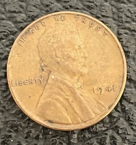  Moneda de un centavo de trigo Lincoln 1941 sin marca de ceca - MUY RARA - Imagen 1 de 2