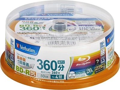 Verbatim VBR260YP20SV1 Blu-ray Disc 20pcs Spindle 50GB 4X Speed Japan - Image 1 of 4
