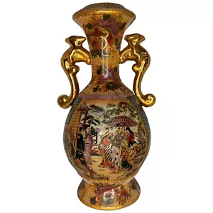 Vintage Royal Satsuma Vase 12 cm mit Geishas Szene handbemalt LESEN - Bild 1 von 22