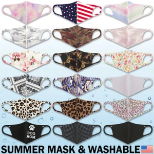 Máscara facial de verano - lavable ligera transpirable spandex unisex moda para adultos - Imagen 1 de 47