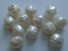 12 Iridescent White Freshwater Pearl Rosebud Beads. 8-9 mm Jewellery/Crafts