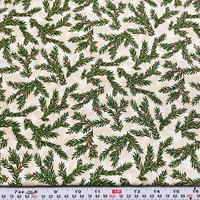 Be Jolly by Deb Strain for Moda Pine Tree Berries Cotton Fabric by the HALF YARD - Image 1 of 2