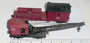 Unknown Brand, Set 0f 2. Crane Car & Flat. L&AV, #'d. HO 1:87, SOLD AS PICTURED - Picture 1 of 5
