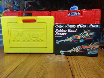 Vintage K'NEX Yellow Box Hard KNEX Carrying Case 1995 & Rubber Band Racers Set - Image 1 of 4