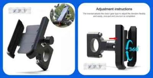 📢 Supporto Cellulare per Moto Scooter Bici in Lega di Allumino 360° Nero 📢 - Foto 1 di 5