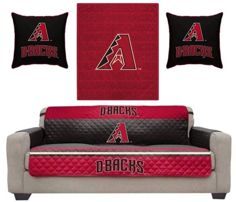 Arizona Diamondbacks MLB Sofa Protector, Plush Blanket and 2 Pillows Cover