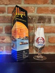 Phillips Seafood Restaurant Stemmed Hurricane Cocktail Glass 16 oz + Box - Picture 1 of 5